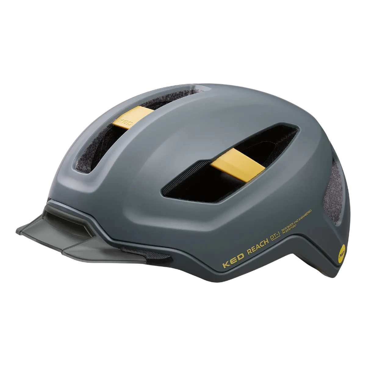 Fietshelm KED Reach DT-1 - Mips - Grijs - goudgeel mat - 2 - Zonder afdekkingen