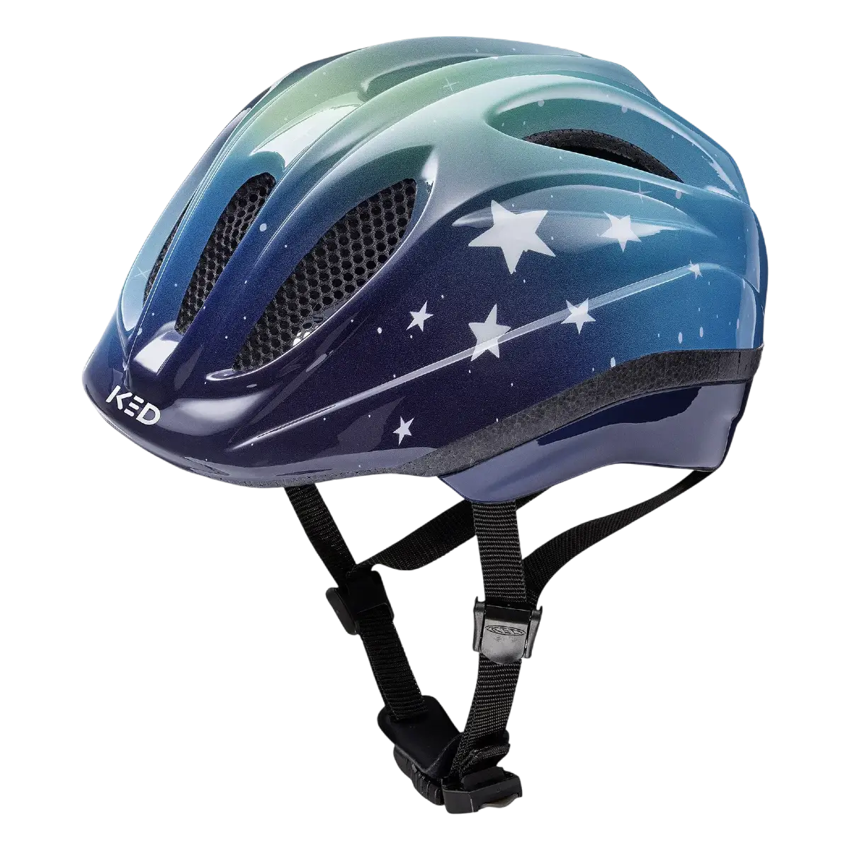 Kinderhelm KED Meggy II Trend - Sterren - Blauw - groen
