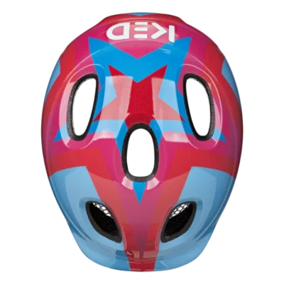 Kinderhelm KED Meggy Spark - Sterrenpatroon - Blauw - rood - Bovenzijde