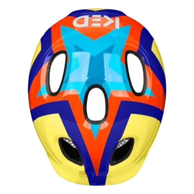 Kinderhelm KED Meggy Spark - Sterrenpatroon - Geel - blauw - Bovenzijde