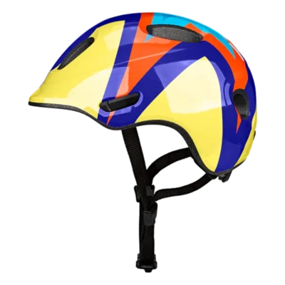 Kinderhelm KED Meggy Spark - Sterrenpatroon - Geel - blauw - Zijkant