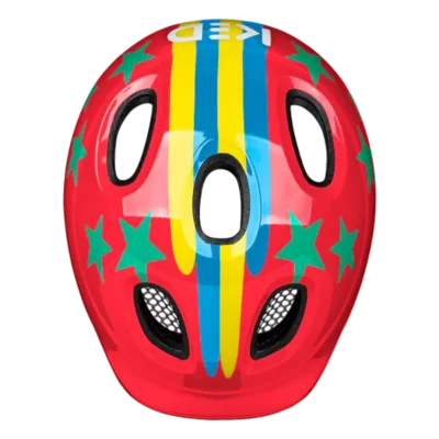 Kinderhelm KED Meggy Spark - Sterrenstrepen - Rood - Bovenzijde